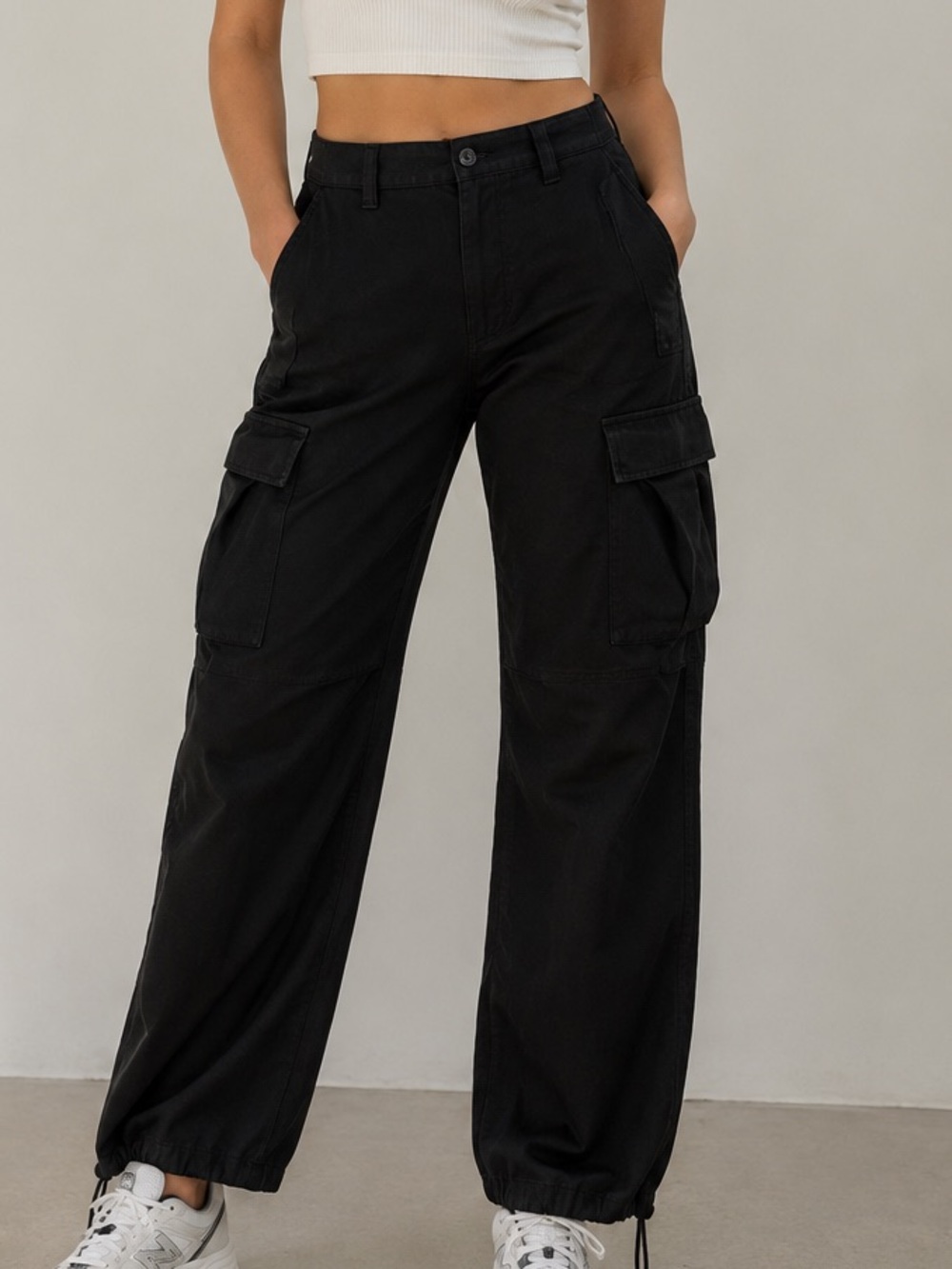 TNA Black Wide Leg Cargo Jumpsuit Pants